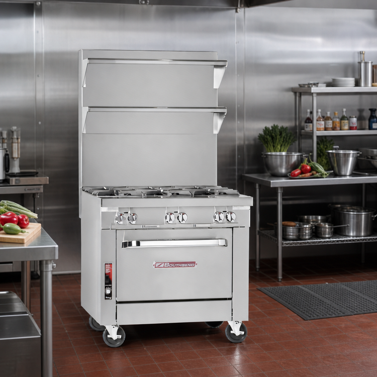 Product image #2 for Southbend Platinum 32-Inch Heavy Duty Gas Range with 3 Open Burners, 3 Step-Up Open Burners, and Cabinet Base