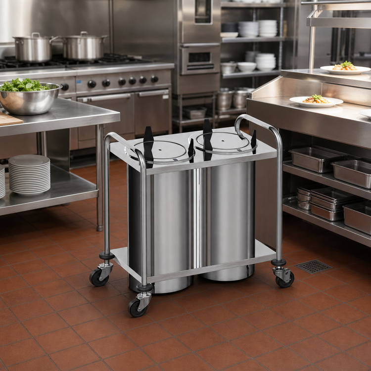Product image #2 for Atlas Metal MOPD4H-12 4-Stack Mobile Heated Plate Dispenser for 12 Inch Dishes