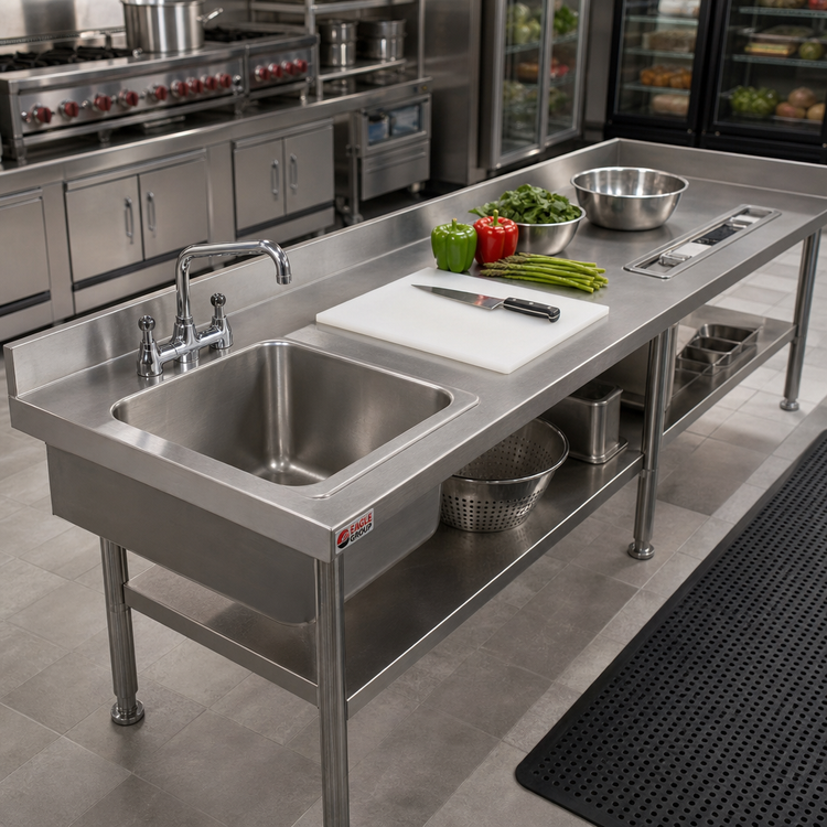 Product image #2 for Eagle Group 18 x 20 x 14-Inch Commercial Sink Bowl with Faucet and Basket Drain