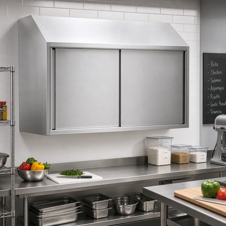 Product image #2 for Eagle Group WCS-90 90" Wall-Mounted Stainless Steel Storage Cabinet with Sliding Doors