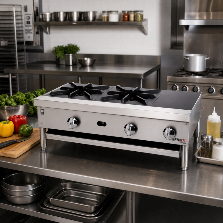 Product image #2 for Supreme JHP-212 12-Inch Countertop Gas Hot Plate with 2 Open Burners