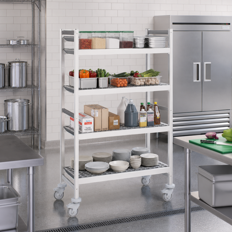 Product image #2 for Fermostock 4-Tier Mobile Polymer Shelving Unit, 68" W x 22" D x 71" H