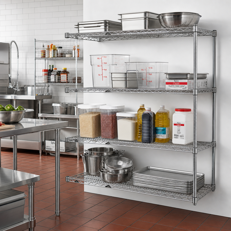 Product image #2 for Metro Super Erecta Chrome Plated Wire Add-On Shelving Unit, 60"W x 21"D x 63"H, 4 Shelves