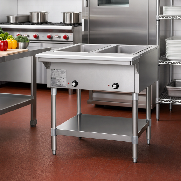 Product image #2 for Eagle Group SDHT2-208 33-Inch Wide Electric Open-Base Hot Food Table, 2 Dry Wells, Stainless Steel, 208V