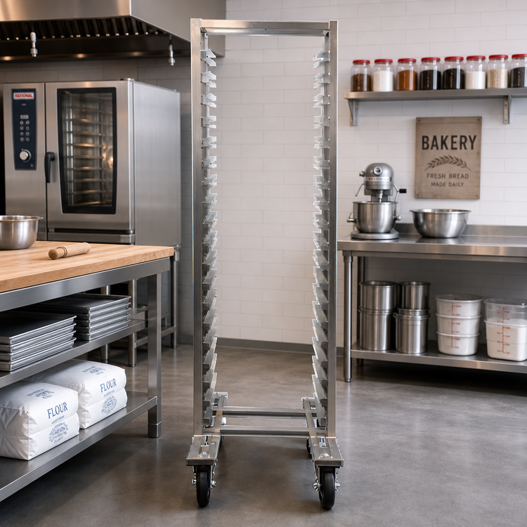 Product image #2 for Channel Manufacturing LPNB-18 Lo Profile Nesting Aluminum End-Load Bun Pan Rack, 18-Pan Capacity