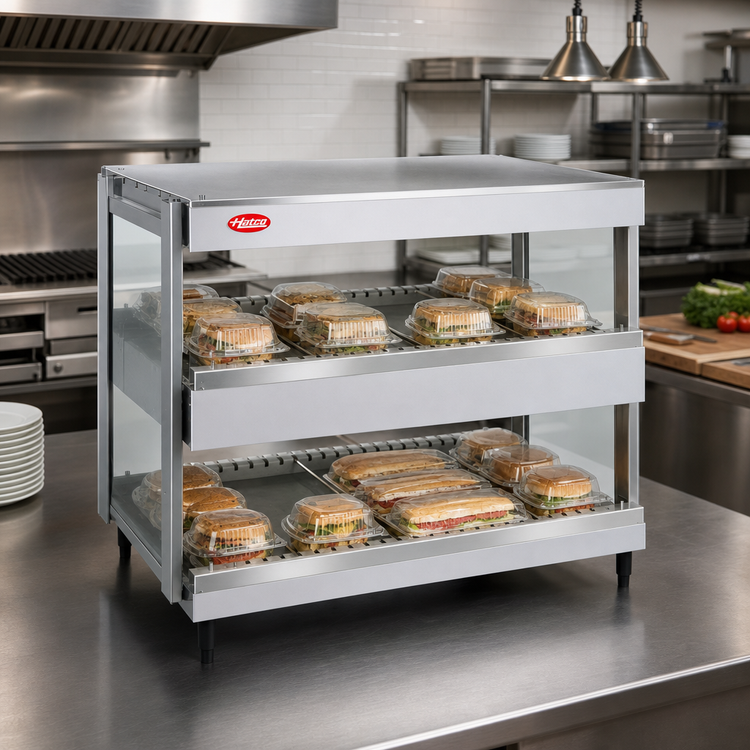 Product image #2 for Hatco Glo-Ray Dual Shelf Pass-Thru Countertop Horizontal Merchandising Warmer, 41 Inch Wide