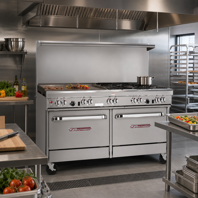 Product image #2 for Southbend Ultimate 60-Inch Commercial Gas Restaurant Range with 6 Burners, 24-Inch Griddle and 2 Standard Ovens