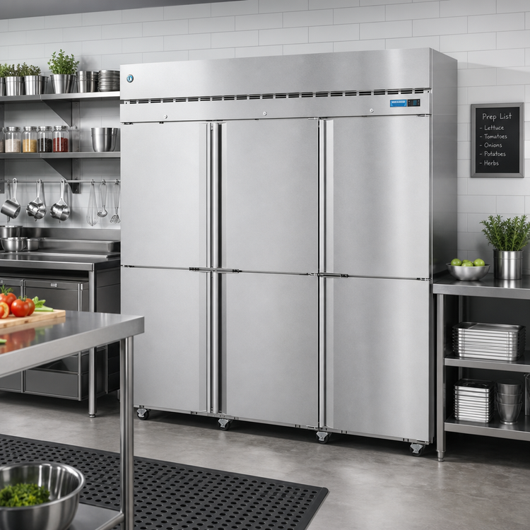 Product image #2 for Hoshizaki Steelheart Three-Section Reach-In Refrigerator with Half-Height Solid Doors