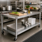 Thumbnail image #2 for John Boos GSK6-2496 Galvanized Steel Work Table Undershelf, 96 x 24 Inches, 16 Gauge, Knockdown