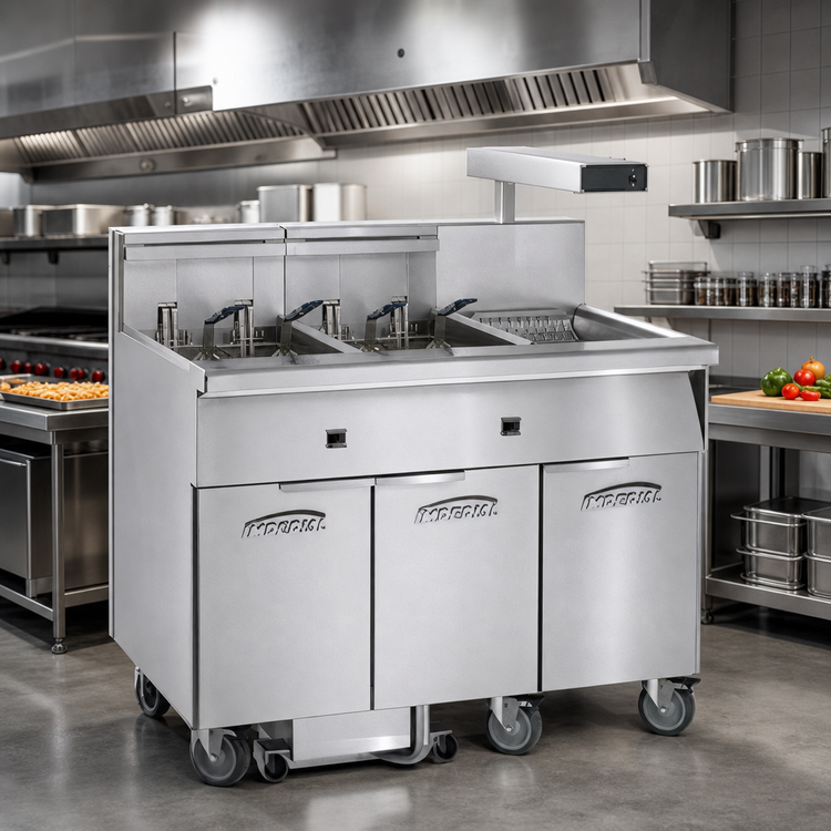 Product image #2 for Imperial Electric Floor Fryer with 2 x 50 lb Tanks, Built-In Filter System and Dump Station