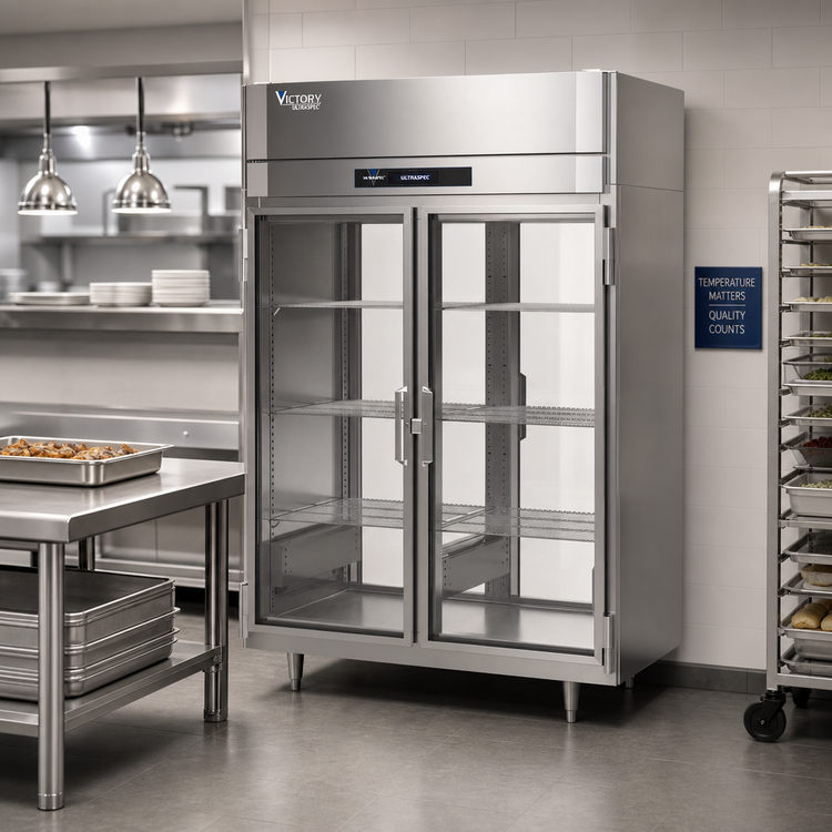 Product image #2 for Victory UltraSpec Pass-Thru Glass Door Warming Cabinet, 2-Section, 48 Cu. Ft., Standard Depth