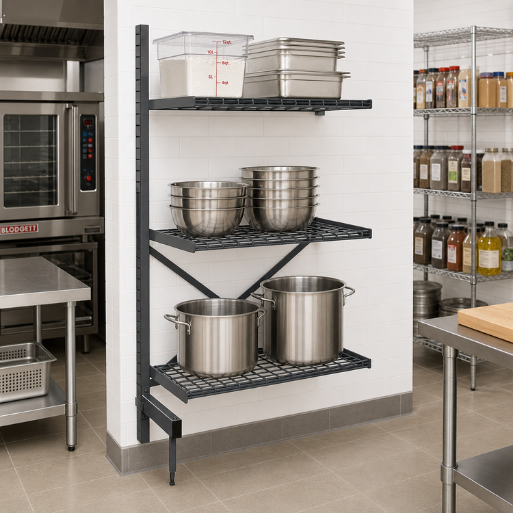 Product image #2 for Metro SmartLever Cantilevered Shelving Add-On Kit for 30 x 18 Shelves, 76-3/8-Inch High, Epoxy-Coated Steel