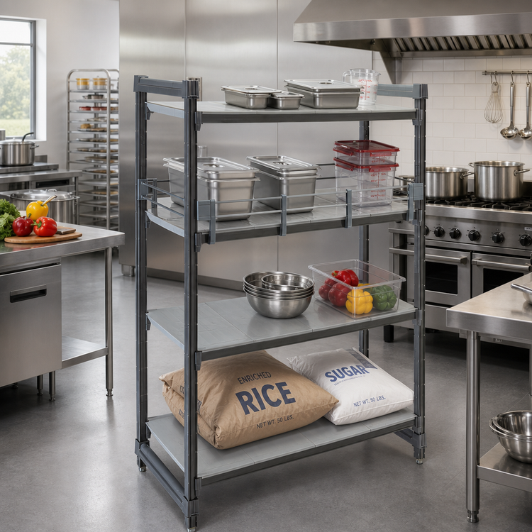 Product image #3 for Cambro Camshelving Elements Full Shelf Rail Kit, 24" x 72", Soft Gray