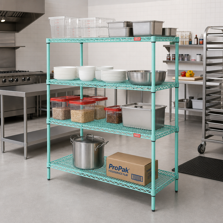 Product image #2 for EagleGard 4-Tier Stationary Starter Wire Shelving Unit, 72W x 24D x 74H, EAGLEgard Hybrid Epoxy Finish
