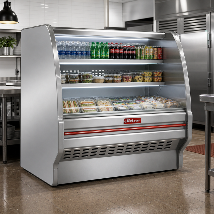 Product image #2 for Howard-McCray 40E Series 51-Inch Curved Self-Contained Open Merchandiser, Stainless Steel, LED Lighting