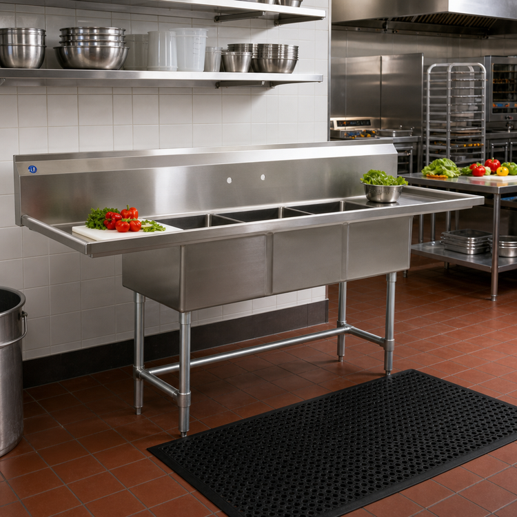 Product image #2 for BlendPort® BPFC Series Floor Model 2-Compartment Sink with Two 24-Inch Drainboards