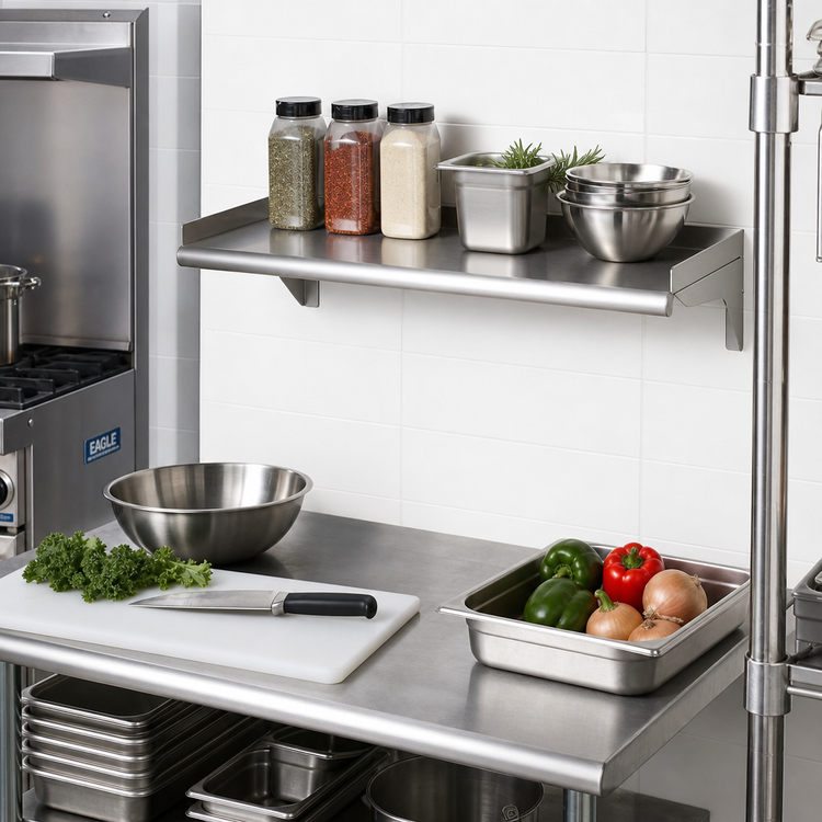 Product image #2 for Eagle 24-Inch x 10-Inch Wall-Mounted Shelf, 16-Gauge Type 304 Stainless Steel