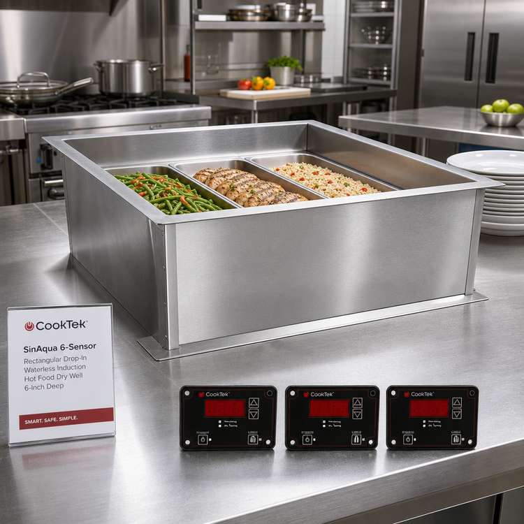Product image #2 for CookTek SinAqua 6-Sensor Rectangular Drop-In Waterless Induction Hot Food Dry Well, 6-Inch Deep