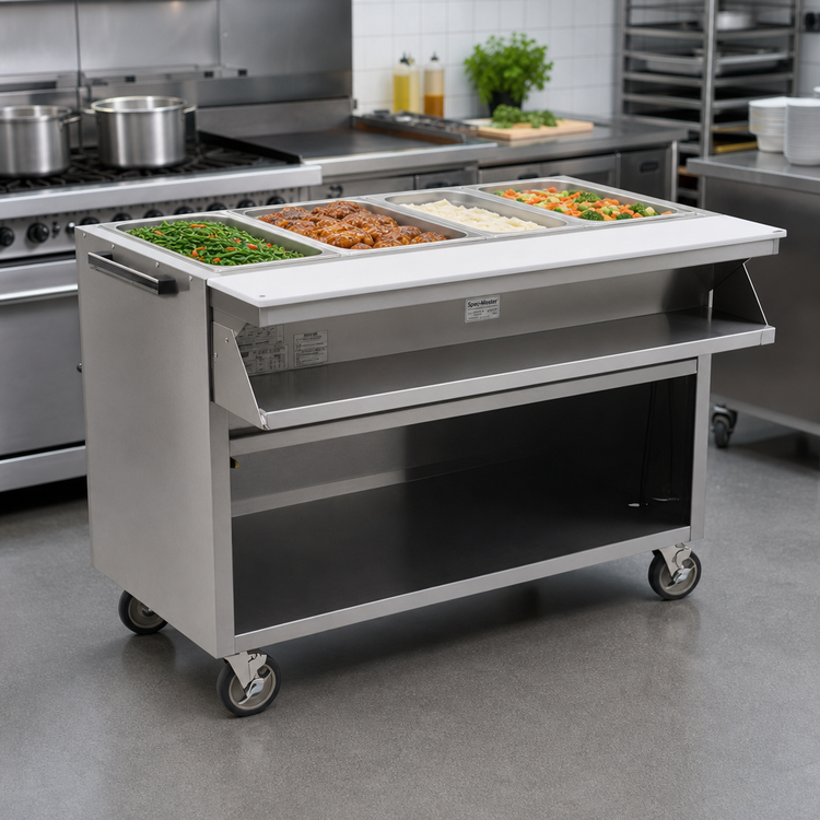 Product image #2 for Spec-Master SPHT4CB-208 4-Well Electric Sealed Well Mobile Hot Food Table