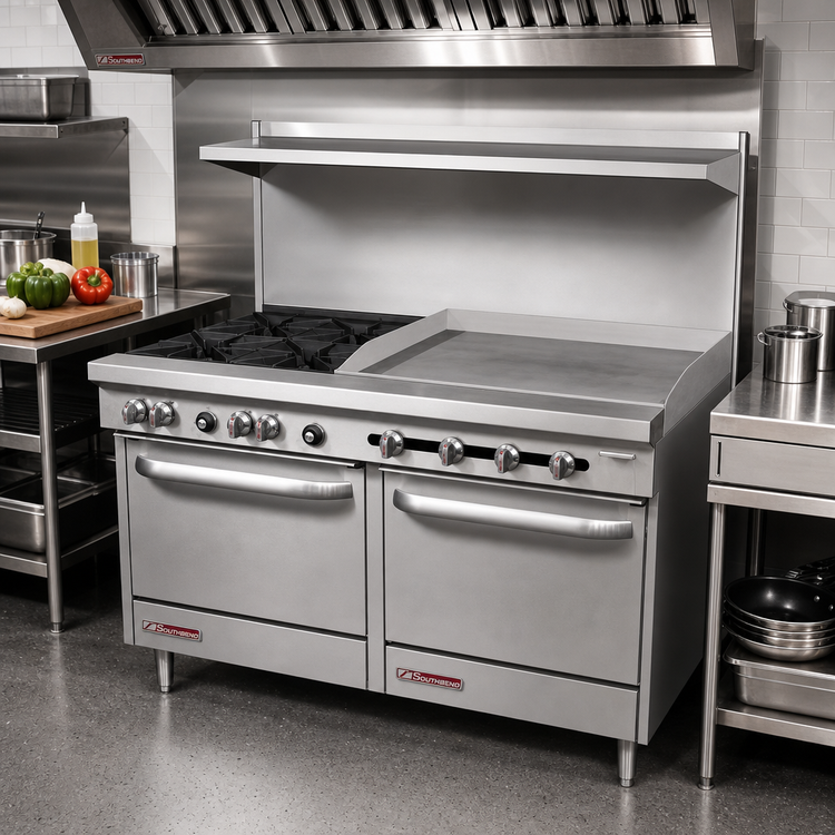 Product image #2 for Southbend S-Series 60-Inch Commercial Gas Range with 4 Open Burners, 36-Inch Griddle, and 2 Standard Ovens