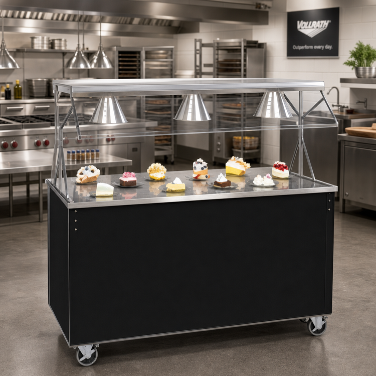 Product image #2 for Vollrath 2-Series Affordable Portable 60-Inch Cafeteria Utility Station with Breath Guard and Sliding Door Storage Base