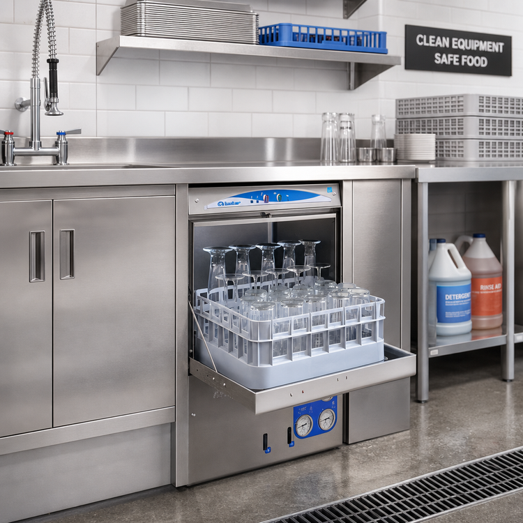 Product image #2 for Lamber DSP3 Undercounter Door-Type Glass Washer, 16" x 16" Rack, Gravity Drain