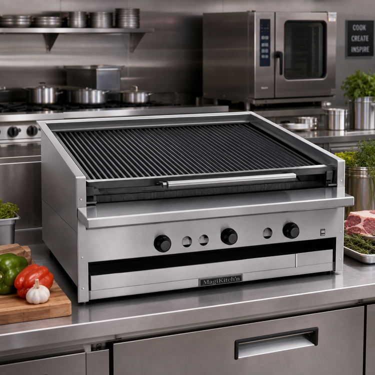 Product image #2 for MagiKitch'n APM-SMB-672 72-Inch Low Profile Countertop Gas Ceramic Coal Charbroiler