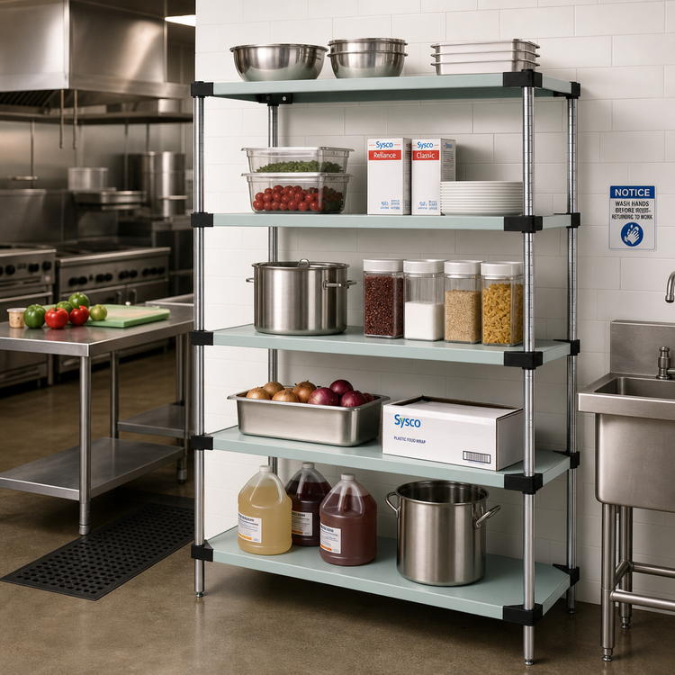 Product image #2 for Quantum Solid Stainless Steel Shelving Starter Kit, 60W x 18D x 63H, 5 Shelves