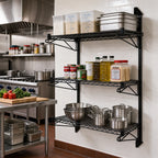 Thumbnail image #2 for Quantum WC54-CB1230BK Wall-Mount Cantilever Shelving Starter Unit with 3 Wire Shelves, Green Epoxy Antimicrobial Finish