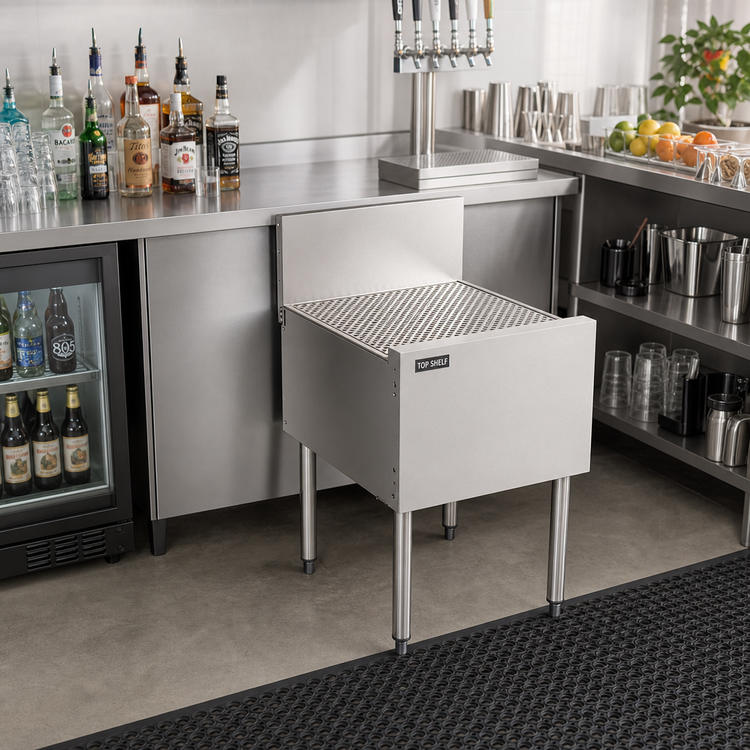 Product image #3 for Top Shelf TS Series 23-Inch Freestanding Stainless Steel Underbar Drainboard with 6-Inch Backsplash
