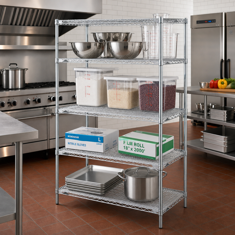 Product image #2 for Metro Super Erecta Brite Stationary Starter Wire Shelving Unit, 36"W x 18"D x 63"H, 4 Shelves