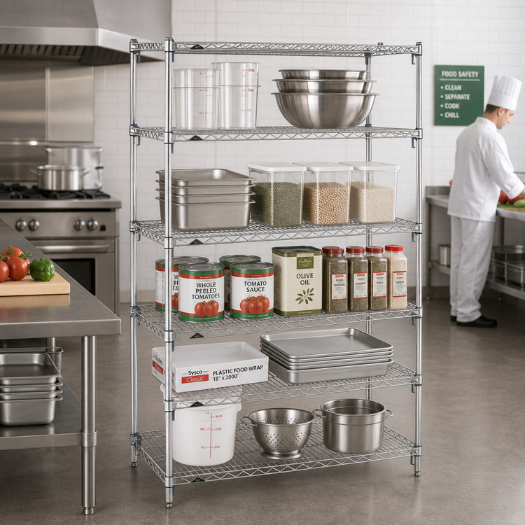 Product image #2 for Metro Super Erecta Super Adjustable 5-Shelf Starter Wire Shelving Unit, 48W x 18D x 74H, Chrome Plated