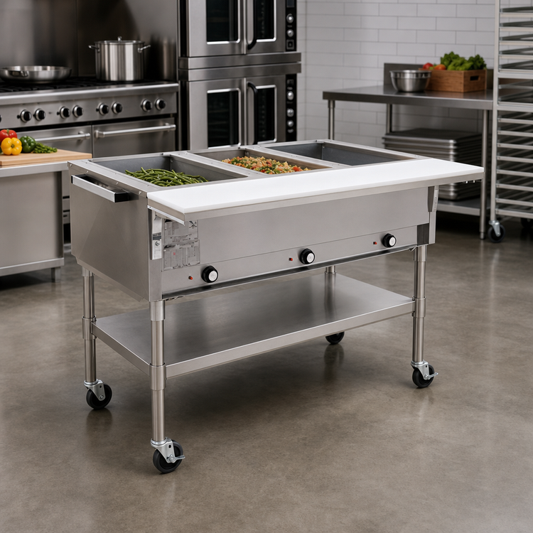 Product image #2 for Portable Electric Hot Food Table, 36-Inch Wide, 2 Dry Wells, Open Shelf Base