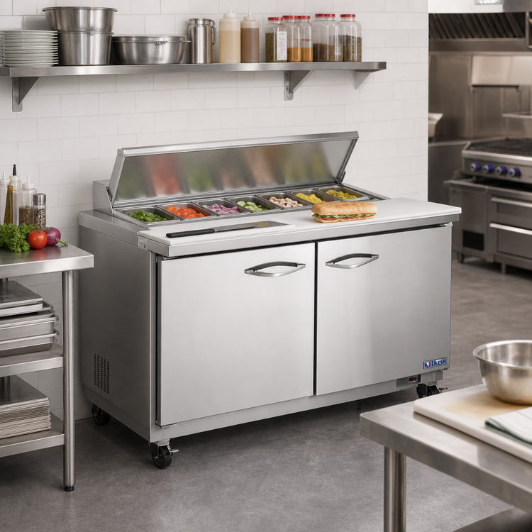 Product image #2 for IKON Refrigeration 36-Inch Mega Top Two-Section Sandwich / Salad Prep Table with 15 1/6 Pan Opening