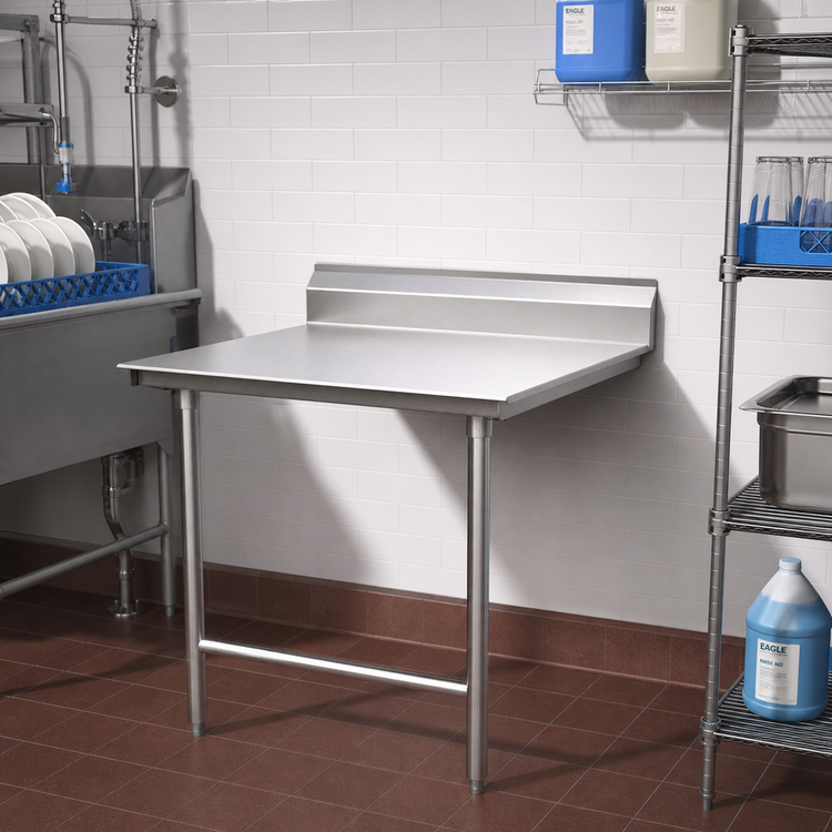 Product image #2 for Eagle Group 30-Inch x 30-Inch Straight Left-to-Right Clean Dishtable with 8-Inch Backsplash