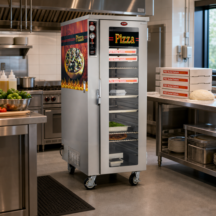 Product image #2 for FWE TS-1633-36 Mobile Heated Pizza Holding Cabinet, 36 x 16-18.5 Inch Pizza Box Capacity