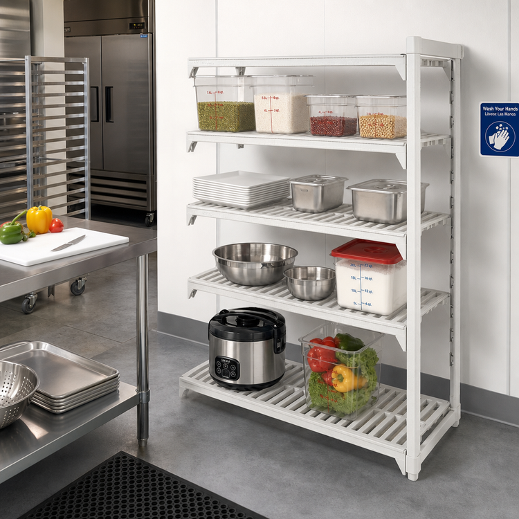 Product image #3 for Cambro Camshelving Premium 18-Inch x 60-Inch x 84-Inch 4-Shelf Vented Polymer Add-On Shelving Unit