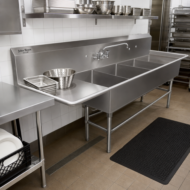Product image #2 for John Boos Pro-Bowl 4-Compartment Stainless Steel Compartment Sink with 36-Inch Left Drainboard