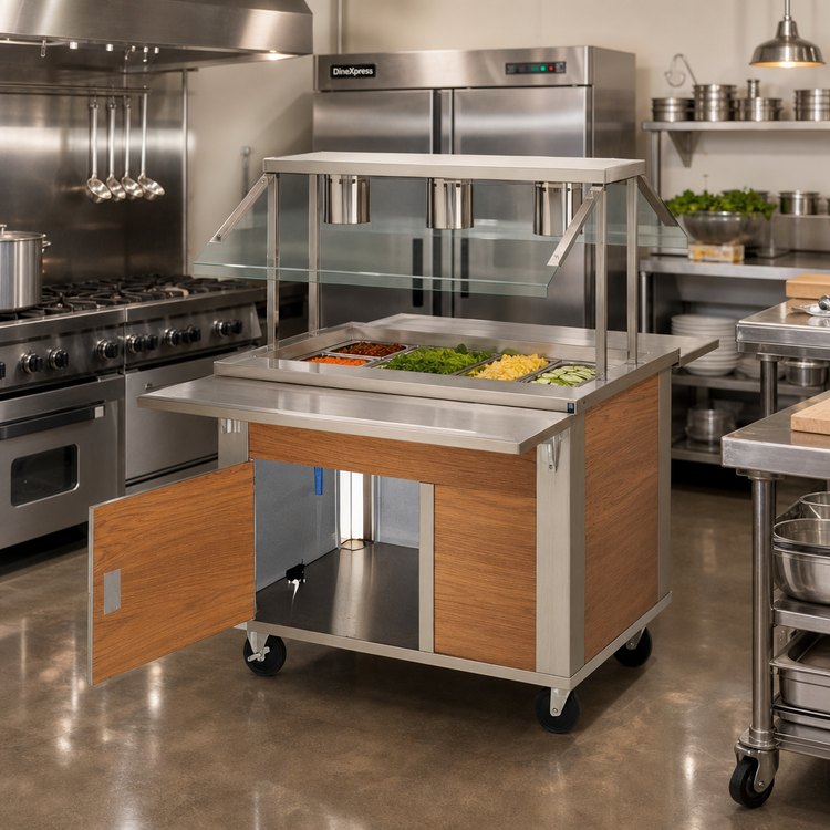 Product image #2 for DineXpress DXP2CM 2-Pan Mechanically Cooled Mobile Cold Food Unit with 5-Inch Deep Wells