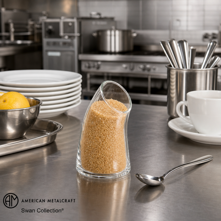 Product image #3 for American Metalcraft Swan Collection 4 oz Clear Glass Tabletop Sugar Holder