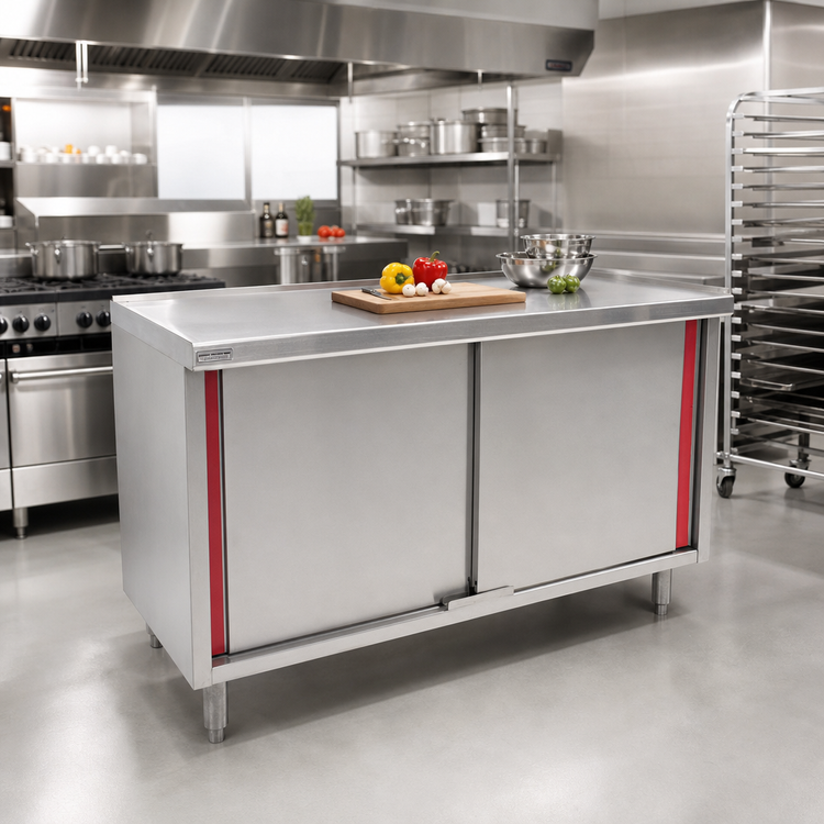 Product image #2 for Spec-Master Marine Series 84-Inch x 30-Inch Stainless Steel Enclosed Work Table with Hinged Doors