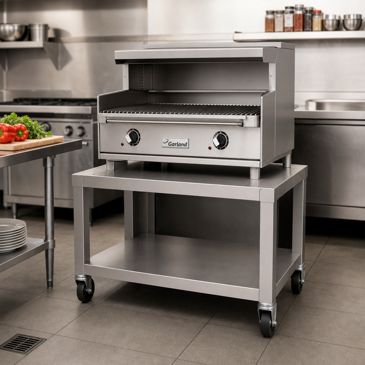 Product image #2 for Garland 34-Inch Stainless Steel Equipment Stand with Open Base and Shelf for HEEGM36CL Broiler