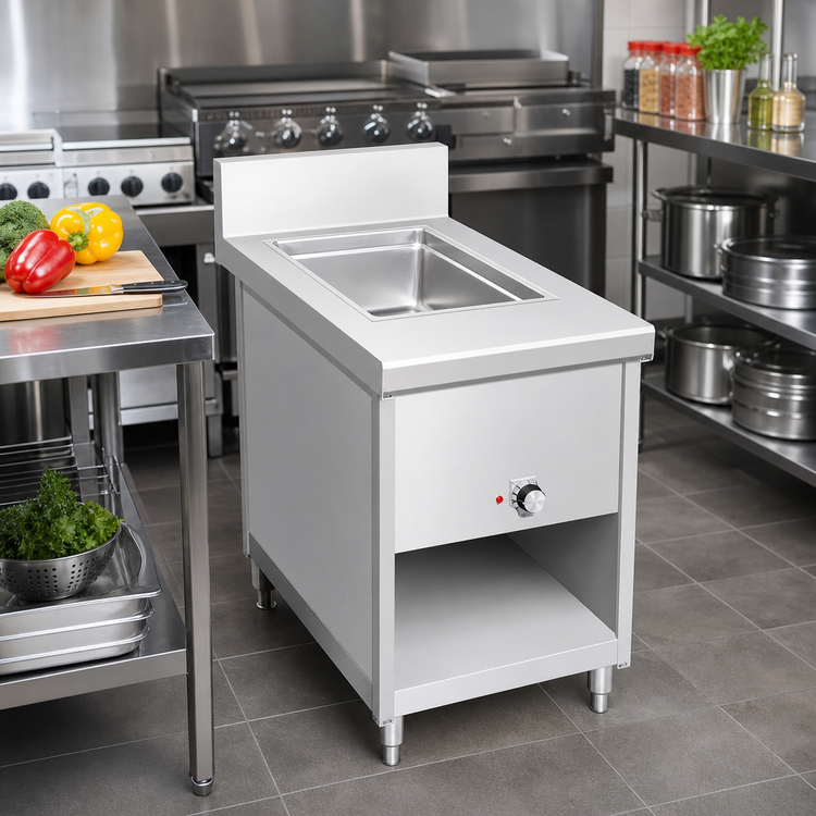 Product image #2 for La Rosa Refrigeration 18-Inch Open Cabinet Base Food Warmer Utility Stand with 12 x 20 Warmer