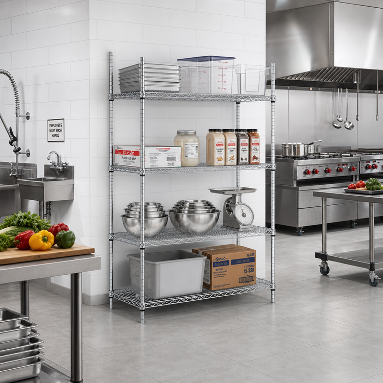 Product image #3 for EAGLEbrite Double-Mat Wire Shelving Starter Unit, 4-Tier, 48W x 24D x 74H, Zinc Finish