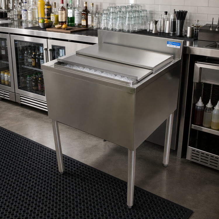 Product image #3 for BK Resources 48-Inch Underbar Insulated Ice Bin with 7-Circuit Aluminum Cold Plate