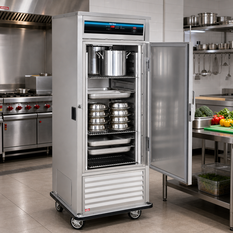 Product image #2 for Mobile GN Freezer with Stainless Steel Construction, 1 Solid Door, 3 Adjustable Shelves, and Bottom-Mounted Compressor