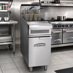 Thumbnail image #2 for Imperial (Middleby) Spec Series IHR-F2525 Heavy-Duty Gas Range-Match Floor Fryer, Dual Tank, 25 lb. per Tank, Millivolt, Stainless Steel