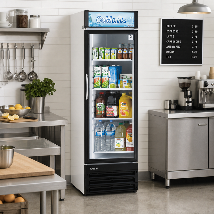 Product image #2 for Turbo Air TGM-14RV-N6 Single-Section Glass Door Refrigerated Merchandiser, 12.17 Cu. Ft., Bottom Mount