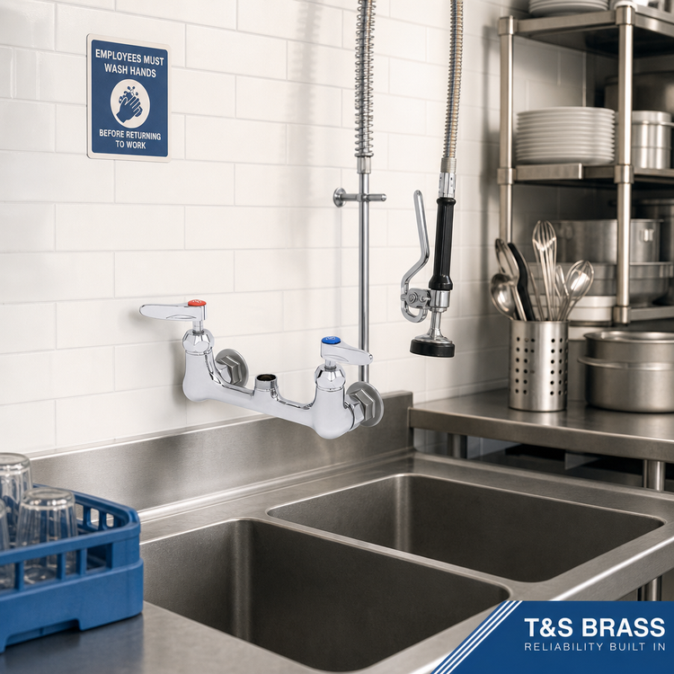 Product image #2 for T&S Brass Wall-Mount Pre-Rinse Faucet Without Spout, Master Pack