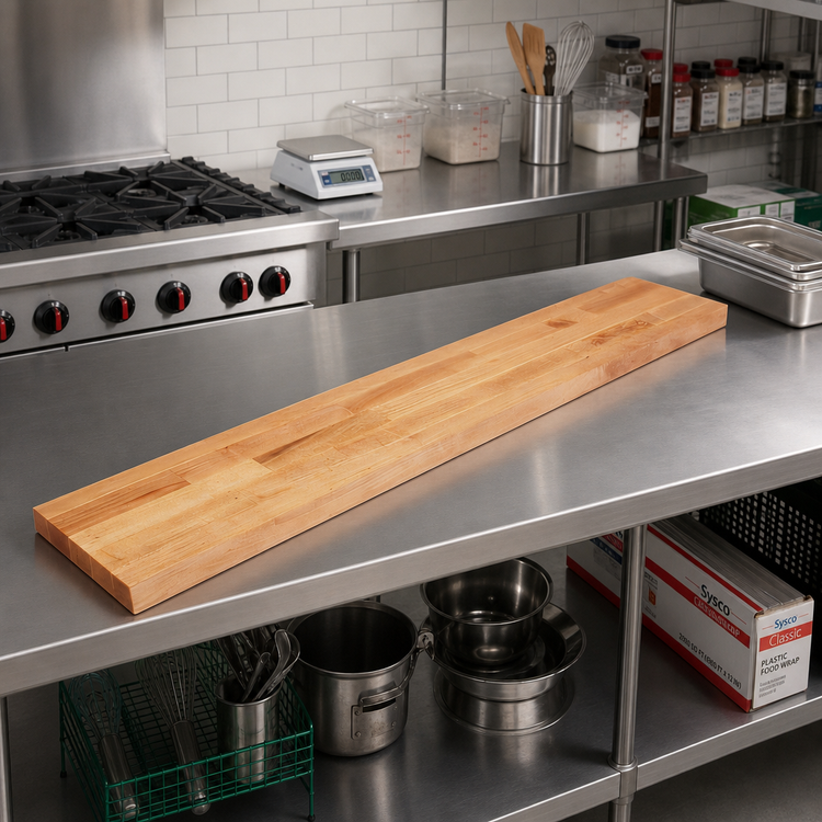 Product image #2 for John Boos Reversible Edge Grain Steam Table Cutting Board, 48 x 12 x 1-1/4 Inch, Northern Hard Rock Maple